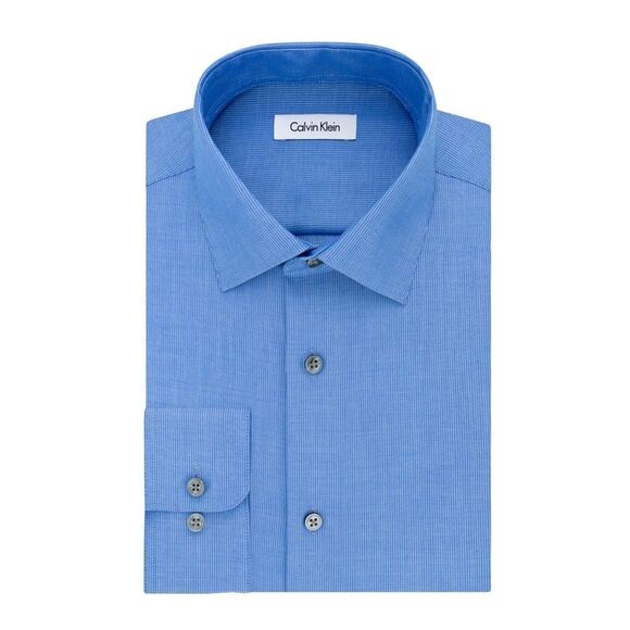 New! CALVIN KLEIN STEEL Men's Regular Fit Non-Iron Dress Shirt Size 18.5 36/37 - Picture 1 of 5